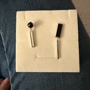 Elegant Black and Silver Drop Earrings